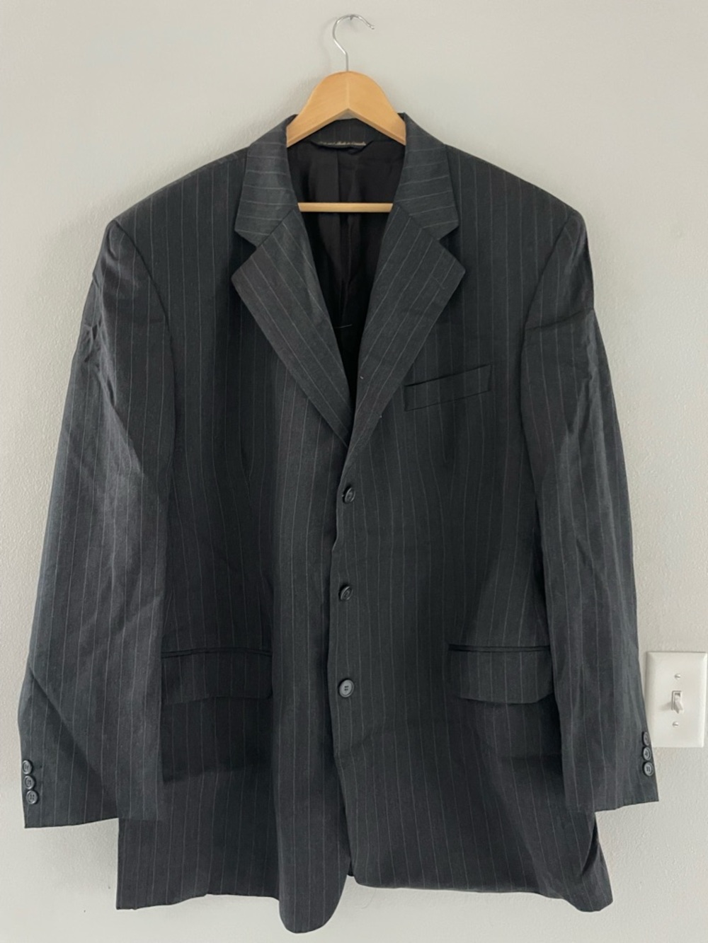 Men's Jack Victor Charcoal Pinstripe Suit Blazer